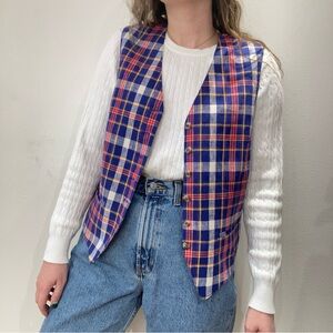 Vintage Plaid Linen/Cotton Vest
